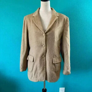 Talbots Pure Camel Hair Tan Single Breasted Office Blazer Corpcore Corp Size 14